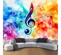Papel Pintado Pared 3D Tema Musical Papels Tapiz, Clave De Nota Musical Abstracta Tejido Seda,Azul Fotomurales 3D Papel Pintado Pared Dormitorio Murales Wallpaper 350 × 256 Cm