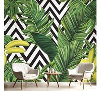 Papel Pintado Pared 3D Verde Amarillento Hojas De Palma Geométricas Fotomurales Tv Fondo Dormitorio Murales Selva Tropical Para Sala De Estar Pósteres Motivos De Restaurante De Oficina,400X280Cm