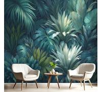 Papel Pintado Pared 3D Verde Oscuro Plantas De La Selva Fotomurales Tv Fondo Dormitorio Murales Paisajes Naturales Para Sala De Estar Pósteres Motivos De Restaurante De Oficina,400X280Cm