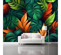 Papel Pintado Pared 400 x 280 cm - Tropical Selva Hojas Papel pintado Verde Oscuro Mural de Arte Decoración para Comedores Salones Habitaciones Sala Cuarto Oficina Salón