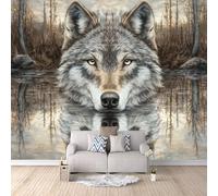 papel pintado pared 400x280cm Lobo papel pintado armario Impresión mural sin cortes sobre lienzo al óleo, perfecta para ambientes profesionales EB24-9225