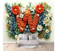 papel pintado pared 500x280cm Rompecabezas De Flores De Colores W papel pintado geometrico Lienzo mural con diseño 3D, unión invisible, ideal para fondo de televisión o sofá EB24-431