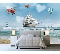 Papel Pintado Pared Avión De Vela Globo Aerostático Mar 400x280cm Fotomurales Decorativos Pared Infantil 3D Murales Dormitorio Salon -MIWEI Wallpaper-ZXY-44513