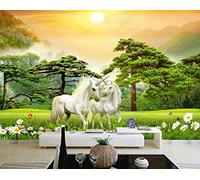 Papel Pintado Pared Bosque De Caballos Blancos De Pastizales 350x250cm Fotomurales Decorativos Pared Infantil 3D Murales Dormitorio Salon -MIWEI Wallpaper-ZXY-32370