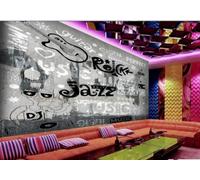 Papel Pintado Pared De Cemento Nostálgico Letras De Graffiti Pintadas A Mano Música Rock Tema Bar Restaurante Occidental Fondo Mural De Pared Té De La Tarde Cafetería Papel Pintado,3D,430x300cm