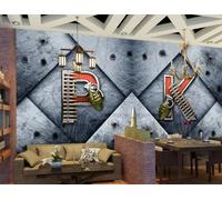 Papel Pintado Pared De Hierro Retro PK Carta De Batalla Té De La Tarde Aperitivos Informales Tienda De Bebidas Bar Fondo De La Pared Restaurante Occidental Papel Tapiz Café Mural,3D,200x140cm