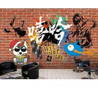Papel pintado pared de ladrillo grafiti hip-hop música rock pintura decorativa cafetería restaurante mural, 3D, 400x280cm