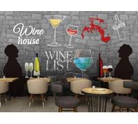 Papel Pintado Pared De Ladrillo Pintado A Mano Vino Café Postre Casa Té De La Tarde Hamburguesa Tienda Bar Fondo Pared Restaurante Occidental Papel Tapiz Café Mural,3D,150x105cm