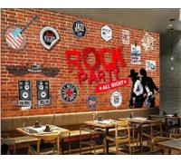 Papel Pintado Pared De Ladrillo Retro Letras De Graffiti Música Rock Bar Tema Postre Panadería Té De La Tarde Restaurante Occidental Fondo Pared Papel Tapiz Cafetería Mural,3D,150x105cm