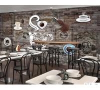 Papel Pintado Pared De Ladrillo Retro Letras Pintadas A Mano Tema De Café Tienda De Postres Té De La Tarde Restaurante Occidental Fondo Pared Papel Tapiz Cafetería Mural,3D,200x140cm