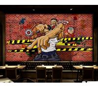 Papel Pintado Pared De Ladrillo Retro Pintado A Mano Graffiti Música Rock Cafetería Bar Té De La Tarde Merienda Bebida Tienda Fondo Pared Restaurante Occidental Papel Pintado Café Mural,3D,250x175cm