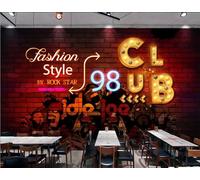 Papel Pintado Pared De Ladrillo Retro Pintado A Mano Música De Moda Tema Graffiti Té De La Tarde Tienda De Bebidas Bar Club Pared De Fondo Restaurante Occidental Papel Pintado Mural De Cafetería,3D,3