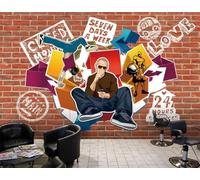 Papel Pintado Pared De Ladrillo Retro Tendencia Hip-hop Tema De Música Rock Té De La Tarde Tienda De Bebidas Bar Fondo Pared Restaurante Occidental Papel Pintado Café Mural,3D,150x105cm