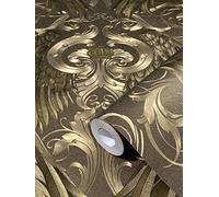 Papel Pintado Pared Dorado Ornamental - Colección Glööckler Imperial de Marburg - Habitación Matrimonio, Salón y Cocina - Fabricado en Alemania - 10,05 x 0,70m