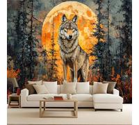 papel pintado pared dormitorio 250x370cm Pintura Al óleo De Lobo Del Bosque papel pintado infantil Panel decorativo sin papel pintado, lienzo sin unión visible, para espacios contemporáneos EB24-9993