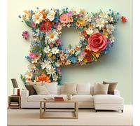 papel pintado pared dormitorio 250x370cm Rompecabezas De Flores De Colores P papel pintado infantil Panel decorativo sin papel pintado, lienzo sin unión visible, para espacios contemporáneos EB24-335