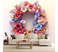 papel pintado pared dormitorio 250x420cm Rompecabezas De Flores De Colores O papel pintado muebles Lienzo artístico con efecto óleo, sin costuras, ideal para recibidor o despacho profesional EB24-420