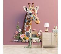 papel pintado pared dormitorio 250x420cm Rompecabezas De Piedra Rosa De Jirafa papel pintado muebles Lienzo artístico con efecto óleo, sin costuras, ideal para recibidor o despacho profesional