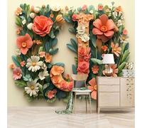 papel pintado pared dormitorio 300x210cm Rompecabezas De Flores De Colores J papel pintado flores Mural 3D en lienzo de pintura al óleo, sin empalmes, ideal para estudio o zona creativa EB24-400