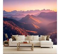 papel pintado pared dormitorio 400x280cm Paisaje De Montaña Rosa papel pintado armario Cuadro mural en lienzo sin costura, con efecto artístico, para fondo de cama o cabecera EB24-1200