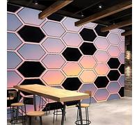 papel pintado pared dormitorio 500x280cm Geometría Del Rombo Al Atardecer papel pintado geometrico Decoración mural sin uniones visibles, lienzo de óleo, para espacio abierto o loft EB24-643