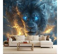 papel pintado pared dormitorio 500x280cm León De Ojos Azules papel pintado geometrico Decoración mural sin uniones visibles, lienzo de óleo, para espacio abierto o loft EB24-9863
