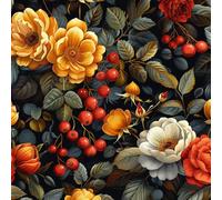 Papel Pintado Pared Dormitorio Patrón Flores Rojo Amarillo Fruta 3D Resistente a Arañazos Fácil de Limpiar Adecuado Para Techo/Casa/Apartamento/Tienda Papel de Pared Autoadhesivo 44 cm x 300 cm