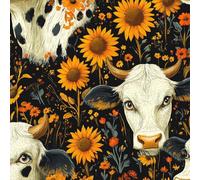 Papel Pintado Pared Dormitorio Patrón Vacas Flores Amarillo Hojas 3D Resistente a Arañazos Fácil de Limpiar Adecuado Para Techo/Casa/Apartamento/Tienda Papel de Pared Autoadhesivo 40 cm x 300 cm