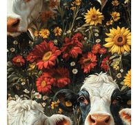 Papel Pintado Pared Dormitorio Patrón Vacas Flores Amarillo Hojas 3D Resistente a Arañazos Fácil de Limpiar Adecuado Para Techo/Casa/Apartamento/Tienda Papel de Pared Autoadhesivo 30 cm x 200 cm