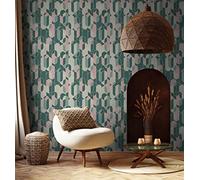 Papel Pintado Pared Elegante Verde Rosa Papel Pintado Autoadhesivo No Tejidos Papel Adhesivo Pared Fácil de Quitar Vinilos de Pared Decorativos Dormitorio Cocina Sala de Estar Baño 45x150cm/1 Pcs