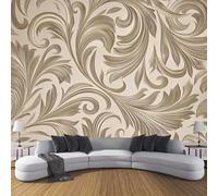 Papel Pintado Pared Elementos Naturales,200 × 140 Cm Material De Seda Mural,Beige Papel Tapiz 3D Adecuado Para Decoración Paredes Sala, Dormitorio-Patrón De Vides Y Hojas