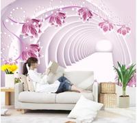 Papel Pintado Pared Flores De Ensueño En El Espacio Fotomurales 3D Papel Tapiz Moderno Dormitorio Murales -KX06063, 400x255cm
