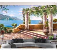 Papel Pintado Pared Flores De Hiedra Del Mar De Columnas Romanas 400x280cm Fotomurales Decorativos Pared Infantil 3D Murales Dormitorio Salon -MIWEI Wallpaper-ZXY-06191