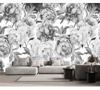 Papel Pintado Pared Flores En Blanco Y Negro Retro 250x175cm Mural Infantil Fotomurales 3D Papel Tapiz Decorativos -ZXCHEE-MZ05358