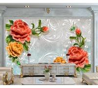 Papel Pintado Pared Flores En Relieve Floral Fotomurales 3D Papel Tapiz Moderno Dormitorio Murales -KX04844, 250x175cm