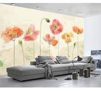 Papel Pintado Pared Flores Rojas Acuarela Retro 250x175cm Mural Infantil Fotomurales 3D Papel Tapiz Decorativos -ZXCHEE-MZ03666