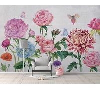 Papel Pintado Pared Flores Rosas Acuarelas 450x300cm Fotomurales Decorativos Pared Infantil 3D Murales Dormitorio Salon -MIWEI Wallpaper-ZXY-34866