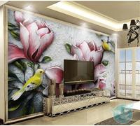 Papel Pintado Pared Flores Rosas En Relieve Fotomurales 3D Papel Tapiz Moderno Dormitorio Murales -KX04629, 300x210cm