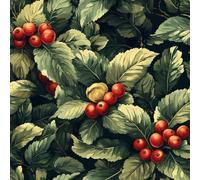 Papel Pintado Pared Fruto Rojo Hojas Verdes. Papel Pared Retro Flores Mural Autoadhesivo 44x600 cm Vinilo Adhesivo Muebles Autoadhesivo Papeles Pintados Dormitorio Baño