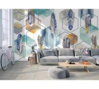 Papel Pintado Pared Geometría Abstracta Plumas Blancas 450x300cm Fotomurales Decorativos Pared Infantil 3D Murales Dormitorio Salon -MIWEI Wallpaper-ZXY-10269