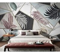Papel Pintado Pared Geometría De Textura De Mármol Hojas De Plantas 250x175cm Fotomurales Decorativos Pared Infantil 3D Murales Dormitorio Salon -MIWEI Wallpaper-ZXY-34014