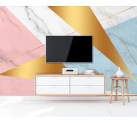 Papel Pintado Pared Geometría Rosa Abstracta Textura De Mármol Dorado 450x300cm Fotomurales Decorativos Pared Infantil 3D Murales Dormitorio Salon -MIWEI Wallpaper-ZXY-22239