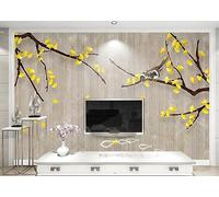 Papel Pintado Pared Ginkgo Biloba Flores Y Pájaros 450x300cm Fotomurales Decorativos Pared Infantil 3D Murales Dormitorio Salon -MIWEI Wallpaper-ZXY-32868