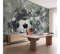 Papel Pintado Pared Grafitis Pintura Al Óleo Fotomural Papel Tapiz | 250Anx175Al cm Papel Tapiz Moderno Resumen Fútbol, Tv Fondo Pared Dormitorio Salón Decoración Murales, Verde grisáceo