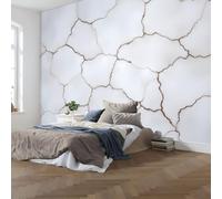 Papel Pintado Pared Grieta Simple En La Piedra Papel Pintado Efecto 3D Textura De Hormigón Industrial Salón Dormitorio Blanco Fotomurales Tejido No Tejido Murales Decorativos Pared, 350X256Cm