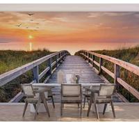 Papel Pintado Pared Hermosa vista del atardecer en la playa, 250 x 175 cm Papel Tapiz Decoración de Pared Murales FotográFic Sala de Estar Dormitorio Tv De Fondo Fotomurales