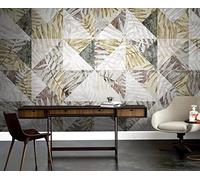 Papel Pintado Pared Hojas De Plantas Tropicales Geométricas 450x300cm Fotomurales Decorativos Pared Infantil 3D Murales Dormitorio Salon -MIWEI Wallpaper-ZXY-38331