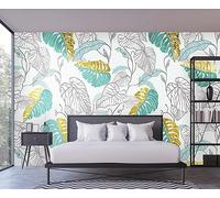 Papel Pintado Pared Hojas Tropicales Doradas 250x175cm Fotomurales Decorativos Pared Infantil 3D Murales Dormitorio Salon -MIWEI Wallpaper-ZXY-43356