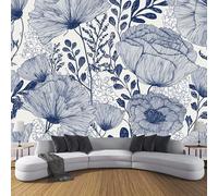 Papel Pintado Pared Ilustración De Arte Lineal,200 × 140 Cm Material De Seda Mural,Marina De Guerra Papel Tapiz 3D Adecuado Para Decoración Paredes Sala, Dormitorio-Diseño Floral Y Botánico