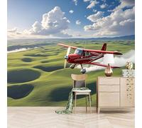 papel pintado pared infantil 250x180cm Aviones De La Pradera papel pintado Decoración mural 3D en lienzo de pintura al óleo sin costuras para sala de estar o fondo de televisor EB24-3648